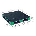 カラープラスチックパレット/物流資材 【1100×1100mm ブラック/グリーン】 片面使用 HB-D4・1111SC 岐阜プラスチック工業【代引不可】(3)