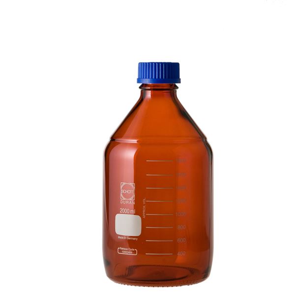 【送料無料】【柴田科学】ねじ口びん(メジュームびん) 茶褐色 青キャップ付 2L 017210-2000