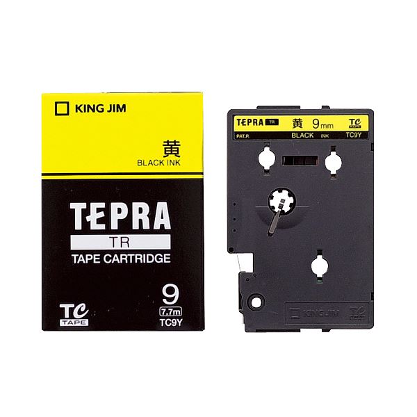 (まとめ) キングジム テプラ TR テープカートリッジ パステル 9mm 黄/黒文字 TC9Y 1個 【×4セット】