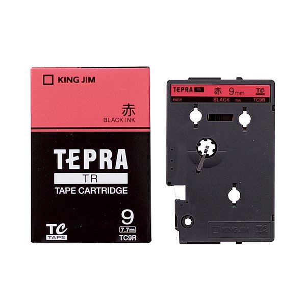 (まとめ) キングジム テプラ TR テープカートリッジ パステル 9mm 赤/黒文字 TC9R 1個 【×4セット】