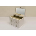 【送料無料】ジュエリーボックス/ジュエリーケース 木製/ミラー/フエルト張り 幅34cm ホワイト(白)【代引不可】