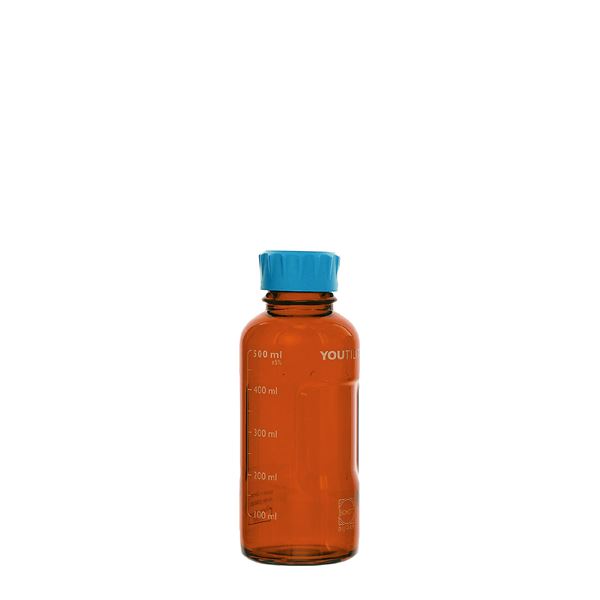 【送料無料】【柴田科学】ユーティリティーねじ口びん 茶褐色 水キャップ付 500mL【4個】 017320-500A