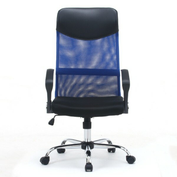 【送料無料】デスクチェア(椅子)/メッシュハイバックチェアー ガス圧昇降機能/肘掛け/キャスター付き ブルー(青)【組立品】【代引不可】 [2]