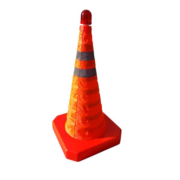 【送料無料】【1本】伸縮コーン/フリーコーン 【高さ550mm】 軽量 LEDトップライト付属 〔緊急時 イベント会場 学校関係〕【代引不可】