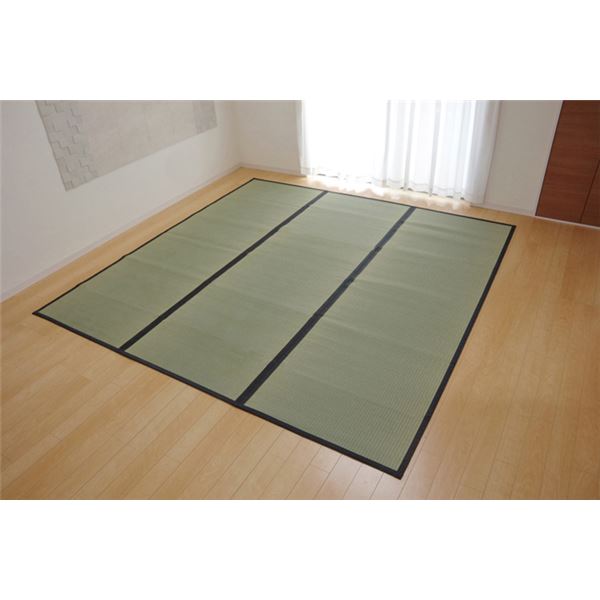 【送料無料】い草 上敷き/ラグマット 【麻綿織 江戸間2畳 約176×176cm】 抗菌 防臭 調湿 消臭 日本製 熊本県八代産イ草使用 〔リビング〕【代引不可】