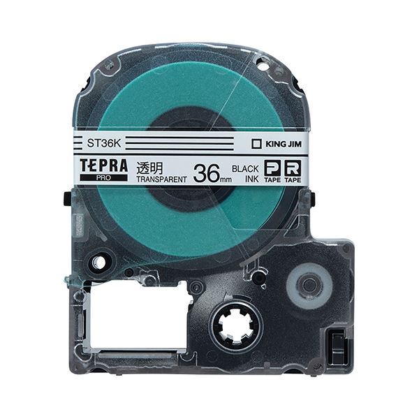 (まとめ) キングジム テプラ PRO テープカートリッジ 36mm 透明/黒文字 ST36K 1個 【×2セット】