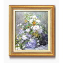 【送料無料】名画額縁 フレームセット F10号 ルノワール 「花瓶の花」 670×595×38mm 壁掛けひも付き金フレーム