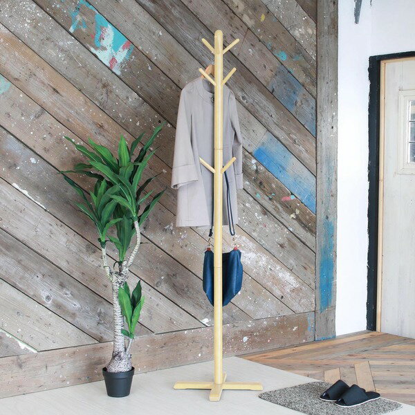 【送料無料】【6個セット】リビングハンガー(もく)(ナチュラル) 高さ180cm ポールハンガー/木製/天然木/北欧風/2WAY/キッズ/子供/シンプル/洋服掛け/帽子掛け/コートハンガー/収納/NK-725 生活用品・インテリア・雑貨 インテリア・家具 収納家具 ハンガーシェルフ・ワードロ