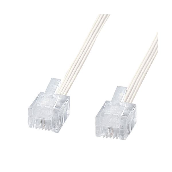 【送料無料】（まとめ） サンワサプライ やわらかスリムケーブル（白） TEL-S2-1N2 【×10セット】