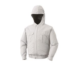 【送料無料】KU90800 空調服 R ポリエステル製フード付き チタン加工 FAN2200G・RD9261・LIPRO2セット シルバー L