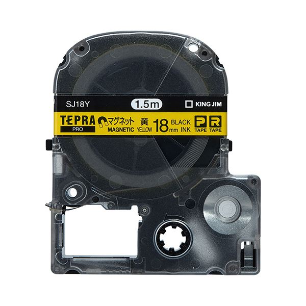 【送料無料】（まとめ） キングジム テプラ PRO テープカートリッジ マグネットテープ 18mm 黄／黒文字 SJ18Y 1個 【×3セット】