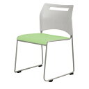 【送料無料】ミーティングチェア/会議椅子 【グリーン】 幅515×奥行555×高さ775mm スチール 合皮/合成皮革 スタッキング可 完成品【代引不可】