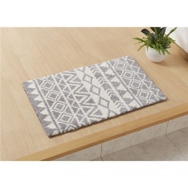 【送料無料】玄関マット 約50×80cm グレー 防滑加工 ホットカーペット 床暖房対応 ルイーズ リビング ダイニング 玄関 廊下【代引不可】