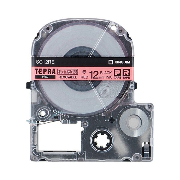 【送料無料】(まとめ) キングジム テプラ PRO テープカートリッジ キレイにはがせるラベル 12mm 赤／黒..