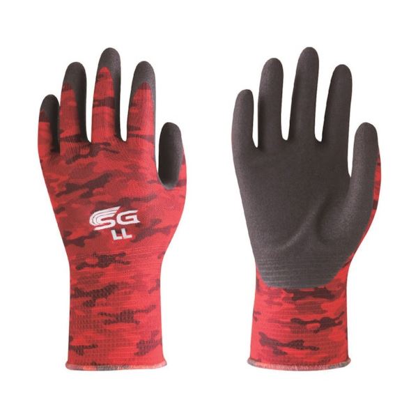 (まとめ) 東和コーポレーション ニトリルゴム背抜き手袋 LL ミリタリーレッド SG-A001-LL 1双 【×5セッ..