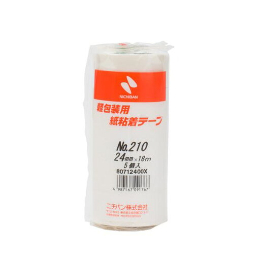 (まとめ) ニチバン 軽包装用 紙粘着テープ NO.210 24mm 5個入 【×10セット】 (まとめ) ニチバン 軽包装用 紙粘着テープ NO.210 24mm 5個入 【×10セット】