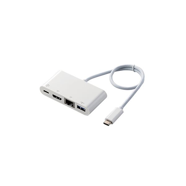 【送料無料】エレコム Type-Cドッキングステーション PD対応 充電用Type-C1ポート USB（3.1）1ポート HDMI1ポート LANポート 30cmケーブル ホワイト DST-C09WH AV・デジモノ パソコン・周辺機器 その他のパソコン・周辺機器 レビュー投稿で次回使える2000円クーポン全員にプ