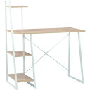 【送料無料】パソコンデスク/学習机 【幅102cm ホワイト×ナチュラル】 スチール アイアン 組立品 〔リビング 在宅ワーク〕【代引不可】
