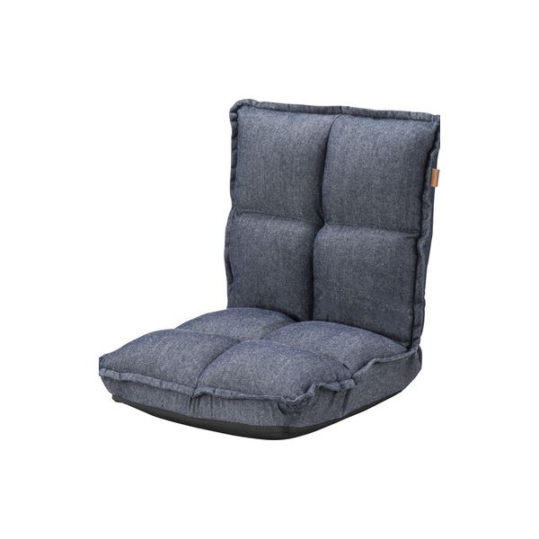 【送料無料】シンプル 座椅子/フロアチェア 【デニム】 幅38cm 綿 『カックンリクライナー』 〔リビン..