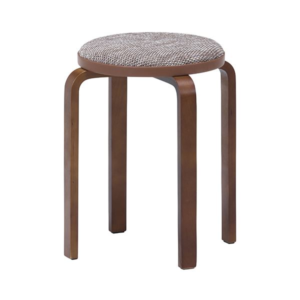 【送料無料】オットマン 約幅32cm ベージュ 防キズ ファブリック 曲木 スタッキング スツール KD 丸椅..