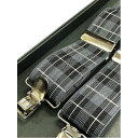 【送料無料】アイビー トラッド 日本製サスペンダー Y型 35mm ゴム&メタル グレー&ブラック×チェック ケースなし