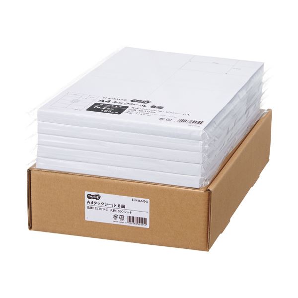 TANOSEE A4タックシール業務用パック 8面 105×74.25mm 1箱(500シート:100シート×5冊)
