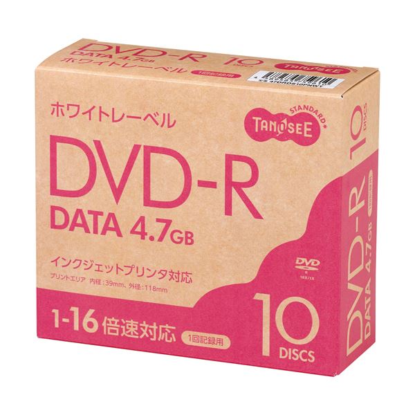 【送料無料】（まとめ）TANOSEE データ用DVD-R4.7GB 1-16倍速 ホワイトプリンタブル スリムケース 1パック（10枚）【×10セット】 AV・デジモノ AV・音響機器 記録用メディア DVDメディア レビュー投稿で次回使える2000円クーポン全員にプレゼント