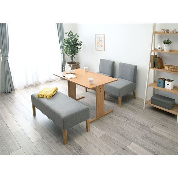 【送料無料】ダイニング 4点セット （テーブル×1 ベンチ×1 チェア×2）約幅110cm 4人掛け ナチュラル×ライトグレー 組立品【代引不可】