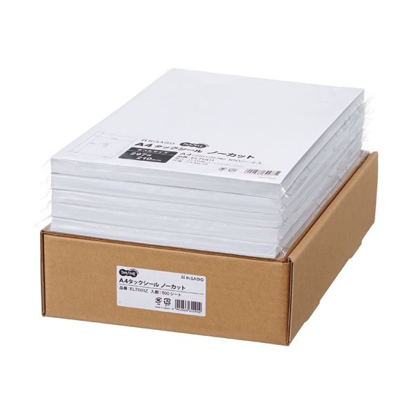 TANOSEE A4タックシール業務用パック ノーカット 1箱(500シート:100シート×5冊)