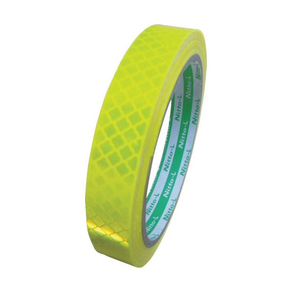 (まとめ) 日東エルマテリアル 高輝度プリズム反射テープ(蛍光色) 15mm×5m レモンイエロー HTP-15LY 1巻..