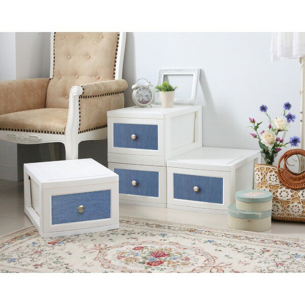 【送料無料】〔4個組〕 衣類収納 タンス 約幅34cm 1段 ブルーデニム 日本製 プラスチック 北欧風 ヴィ..