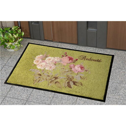 【送料無料】玄関マット ドアマット 59×90cm グリーン バラ柄 防滑加工付き ナイロン 洗える ルドゥーテ ガリカ 店舗 お店 ショップ 入口 【送料無料】玄関マット ドアマット 59×90cm グリーン バラ柄 防滑加工付き ナイロン 洗える ルドゥーテ ガリカ 店舗 お店 ショップ 入口