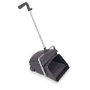 〔まとめ〕 デカ チリトリ ちりとり ダークグレー 1本柄 大容量 車輪付き×3セット 掃除用品 清掃用品 生活雑貨 日用雑貨