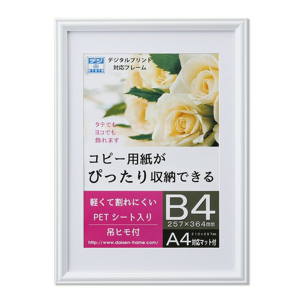 【送料無料】B4額A4額 B4（364×257mm）サイズとA4（297×210mm）サイズ両方収納可能 樹脂製フレーム ホワイト AV・デジモノ カメラ・デジタルカメラ フォトフレーム レビュー投稿で次回使える2000円クーポン全員にプレゼント