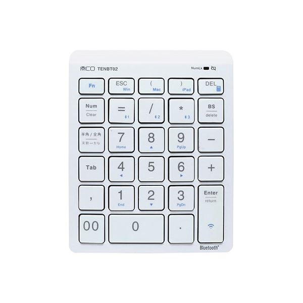 【送料無料】MCO Bluetoothテンキー ホワイト TENBT02／WH