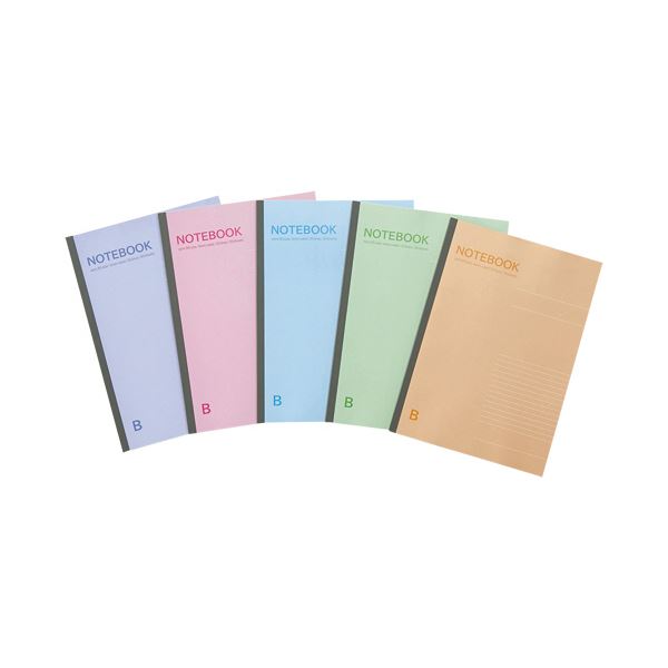 【送料無料】TANOSEE ノートブック セミB5 B罫6mm 30枚 5色パック 1セット（50冊：5冊×10パック）
