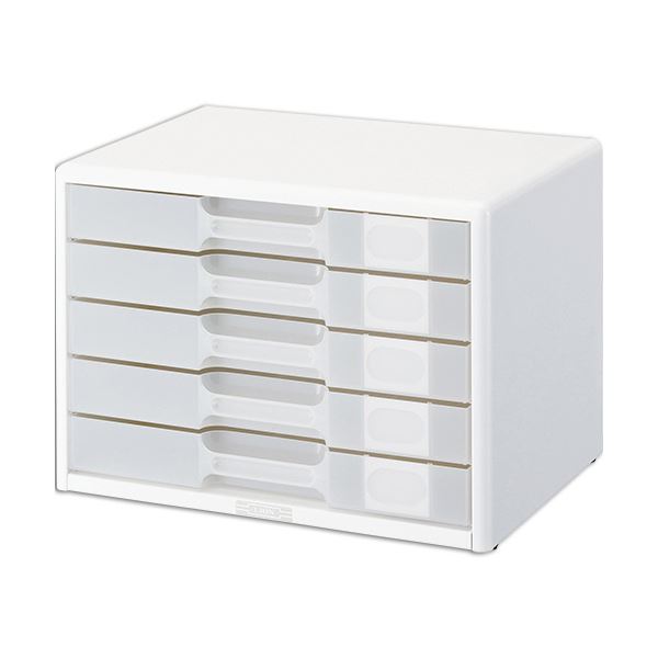 【送料無料】ライオン事務器 透明レターケースカド丸タイプ A4ヨコ 5段 ホワイト LA4-555W 1台