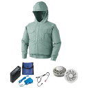 【送料無料】KU90810 空調服 R ポリエステル製フード付き FAN2200G・RD9261・LISUPER1セット モスグリーン M
