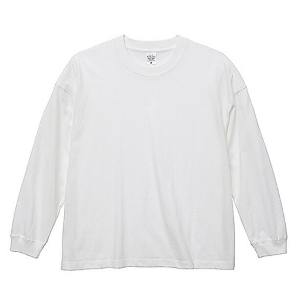 【送料無料】ロングスリーブ Tシャツ M ホワイト 綿100％ 5.6オンス 身幅と肩幅が同寸の ビッグボック..
