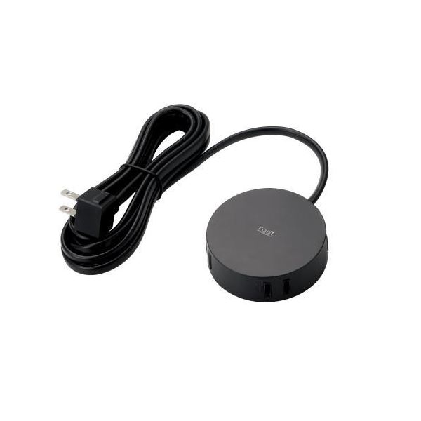 (まとめ)エレコム デザインタップ“roo't"(2ピン・4個口・丸型) AVT-D4-2425BK【×2セット】