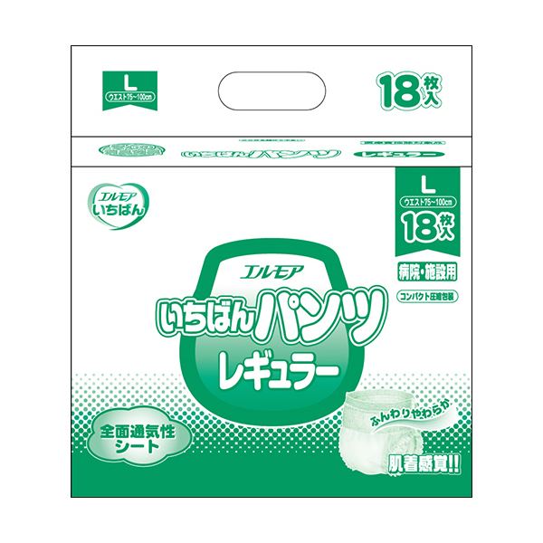 【送料無料】カミ商事 エルモアいちばん パンツレギュラー Lサイズ 1セット（108枚：18枚×6パック） ファッション 下着・ナイトウェア 介護用パンツ レビュー投稿で次回使える2000円クーポン全員にプレゼント