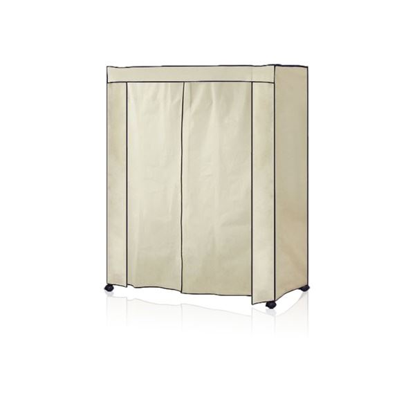 ハンガーラック 衣類収納 幅約151.5cm アイボリー 不織布 カバー付き 組立品 スチールハンガー ベッド..