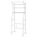 【送料無料】洗濯機ラック/ランドリー収納 【ホワイト】 幅75cm スチール 棚板 アジャスター付 組立式 〔脱衣所 洗面所〕【代引不可】(3)