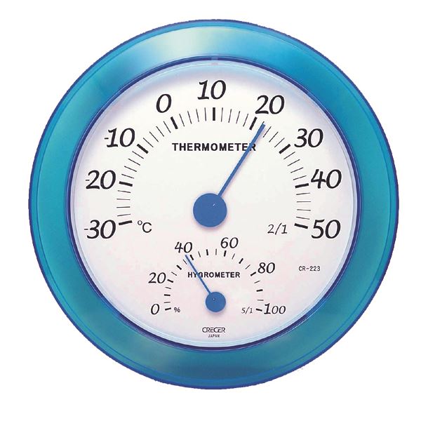 【送料無料】クレセル 日本製 温湿度計 壁掛け用 ブルー CR-223B ダイエット・健康 健康器具 温度計・湿度計 レビュー投稿で次回使える2000円クーポン全員にプレゼント