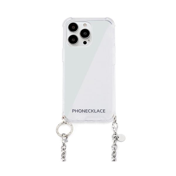 【送料無料】PHONECKLACE チェーンショルダーストラップ付きクリアケース for iPhone 13 Pro Max シルバー PN21613i13PMSV AV・デジモノ モバイル・周辺機器 スマホケース iphoneケース・アクセサリー レビュー投稿で次回使える2000円クーポン全員にプレゼント