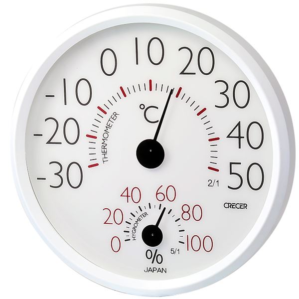 【送料無料】クレセル 日本製 温湿度計 壁掛け用 ホワイト CR-152W ダイエット・健康 健康器具 温度計・湿度計 レビュー投稿で次回使える2000円クーポン全員にプレゼント