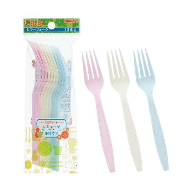 【送料無料】(まとめ) カラーフォーク/使い捨て食器 【17cm 10本入】 3色アソート プラスチック アウトドア パーティー 【×100個セット】