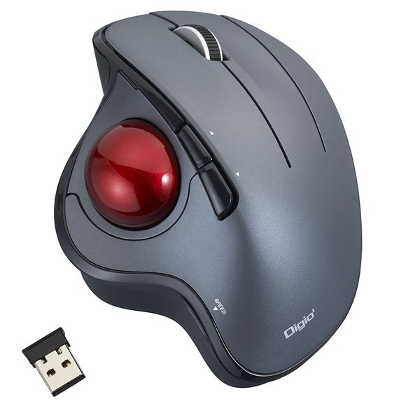 【送料無料】Digio2 無線 角度可変親指トラックボール 5ボタン/光学式 グレー MUS-TRIF180GY