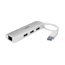 【送料無料】(まとめ)StarTech.com 3ポートポータブル USB 3.0ハブ (ギガビットイーサネット対応LANアダプタ内蔵) ST3300G3UA ...