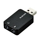 (まとめ) エレコム オーディオ変換アダプタ USB-φ3.5mm オーディオ出力 マイク入力 直挿し コンパクト ブラック USB-AADC01BK 【×2セ...